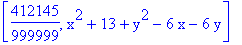 [412145/999999, x^2+13+y^2-6*x-6*y]